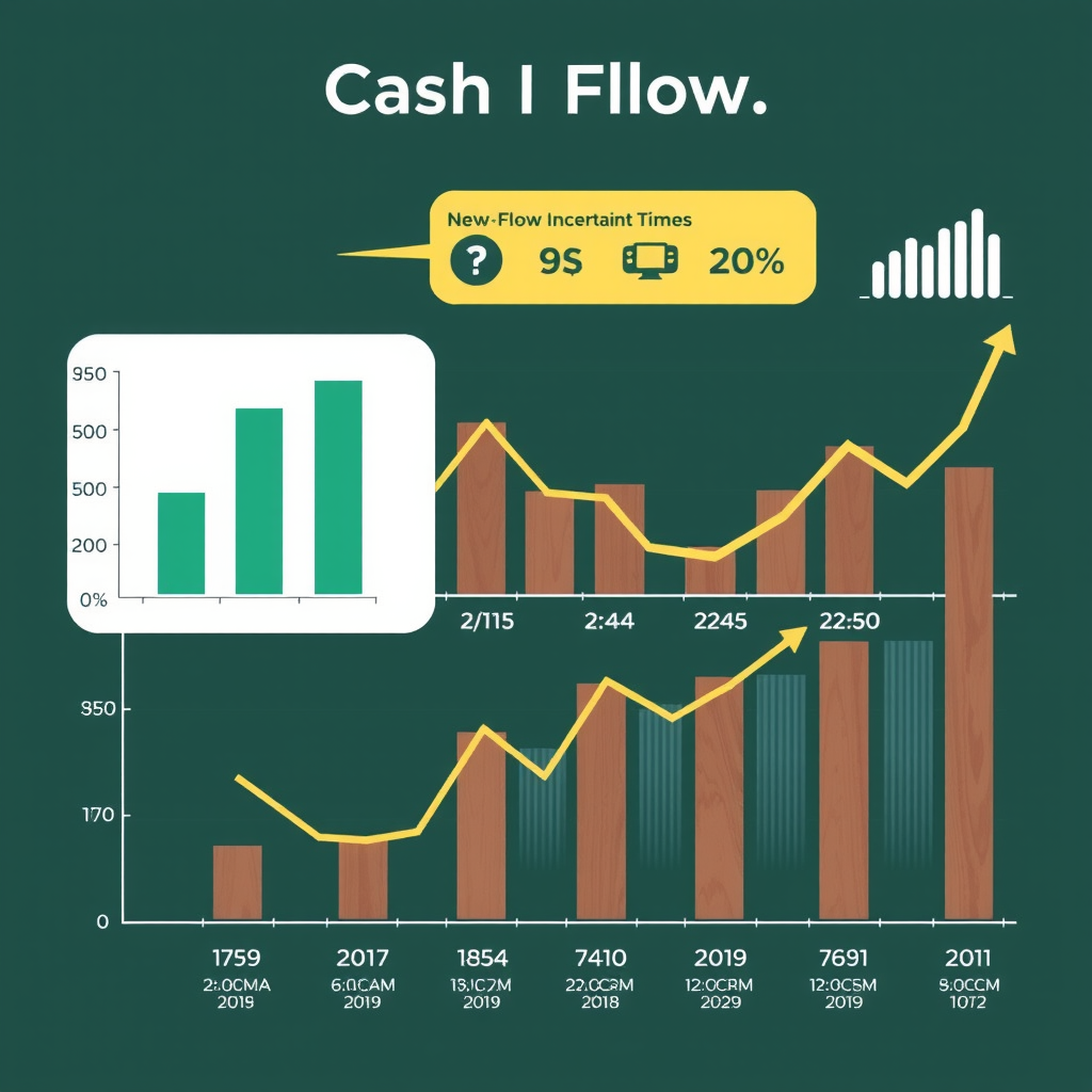 Graf zobrazující cash flow trendy s ekonomickými indikátory a prognózami pro řízení peněžních toků v nejisté době